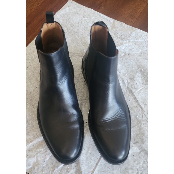 Taft Hiro Black Leather Chelsea Boots Ankle Crocodile Accents Sz 39.5‎ - Picture 6 of 6